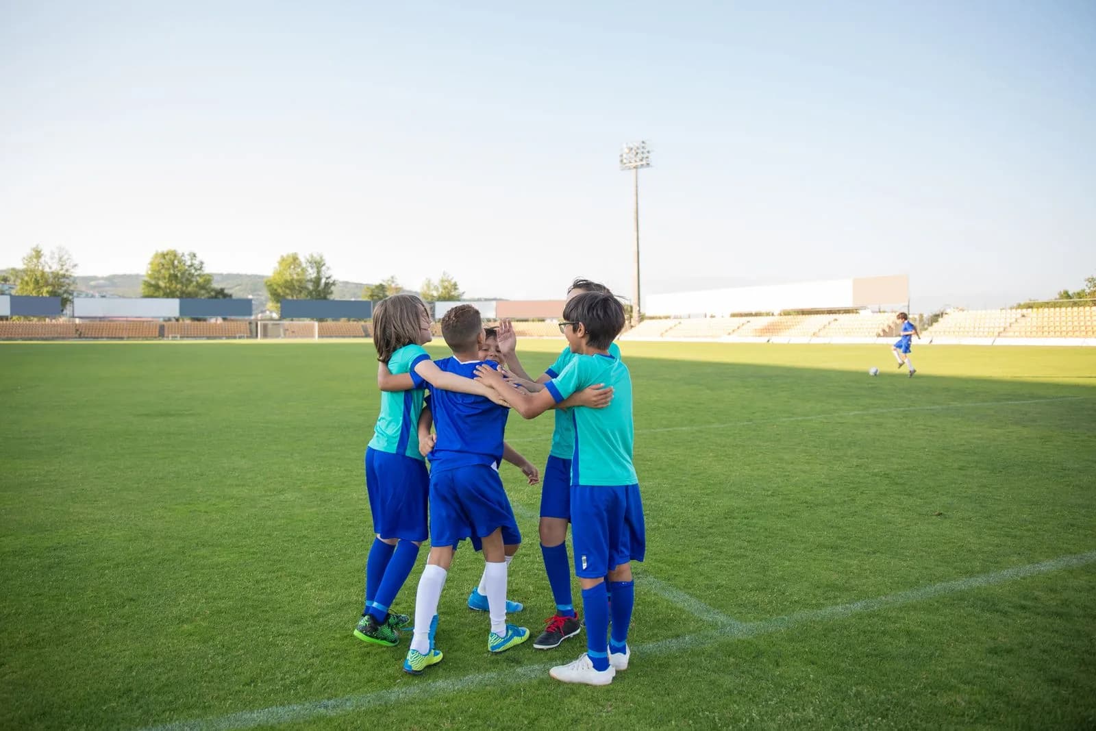 Junior football team together on the field